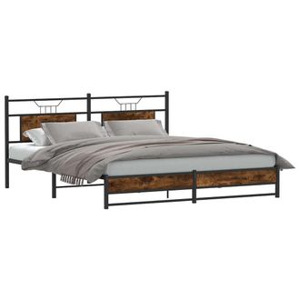 Berkfield Home Bed Frame without Mattress Smoked Oak 160x200 cm Engineered Wood in Brown