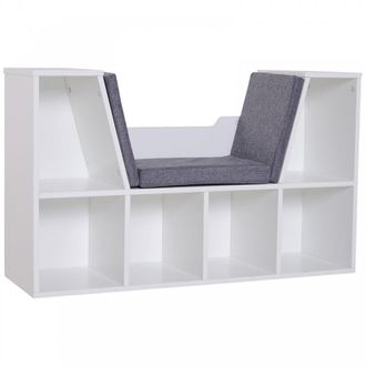 Carter's Bookcase Storage W/Particle Board Sponge Linen - 102W x 30D x 61Hcm-White/Grey - CARTER | TJ Hughes White
