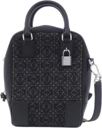 Loewe Pre-owned Handbags, male, Black, Size: ONE SIZE Pre-owned Amazona Anagram Jacquard Canvas Bag