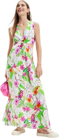 Desigual Maxi Jurk met Bloemendessin en Uitsnijding - Dames - Maxi kleedjes - Veelkleurig - XS - Kleedjes