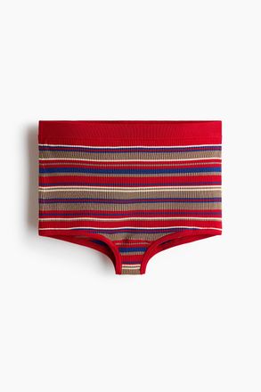 H&M Minishorts aus Rippstrick - Rot/Gestreift
