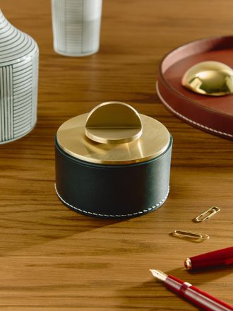 Les Few Julie Leather and Brass Large Low Box