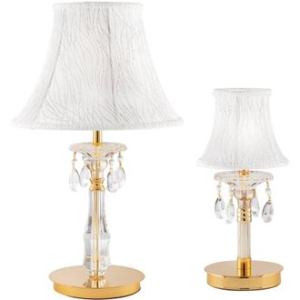 Fan Europe Fan Europe - Lampada da tavolo monet in vetro e cristallo oro e paralume in tessuto 49 cm