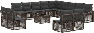 vidaXL Conjunto De Sof&aacute;s De Jard&iacute;n 14 Uds. Gris Rat&aacute;n Sint&eacute;tico Vidaxl