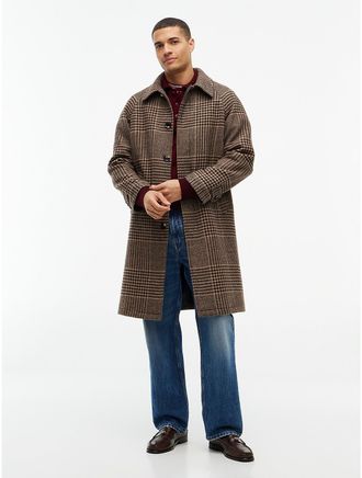 Tommy Hilfiger Mens Houndstooth Check Wool-Blend Coat - Dark Coffee - XXXL
