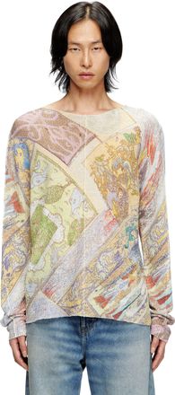 Diesel Linen jumper with medieval print - Knitwear - Unisex - Multicolor
