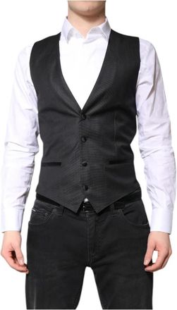 Dolce & Gabbana Zwart Wol Formeel Vest Jurk Vest - Heren - Gillet - Zwart - S - Wol - Kostuums