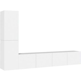 vidaXL Set de muebles para TV 4 piezas madera contrachapada blanco vidaXL