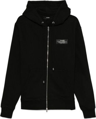 Amiri Logo-Plaque Zip-Up Hoodie - Mens - Lyocell/Cotton