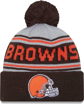 New Era Mens Brown Cleveland Browns Main Cuffed Knit Hat with Pom