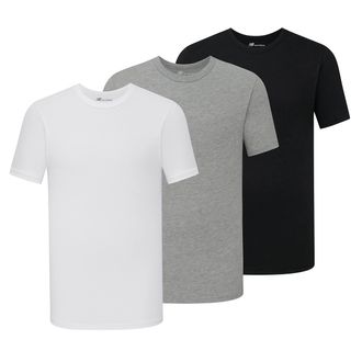 New Balance Mens Performance Undershirt, Cotton Crew Neck Tee 3-Pack, Black/White/Heather Grey,Large