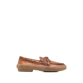 Miu Miu Lace-up Leather Boat Shoes