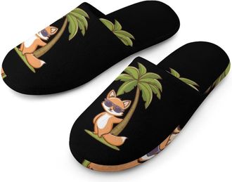 Generic Kawaii Fox Palms Trees Mens House Slippers Slip Indoor Slipper On Shoes Warm Outdoor