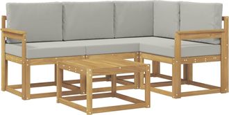 vidaXL Conjunto De Sof&aacute;s De Exterior 5 Uds. Blanco Y Gris Claro Vidaxl