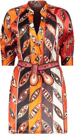 Pucci Zijden Jurk met Korte Mouwen - Dames - Korte kleedjes - Veelkleurig - XS - Kleedjes