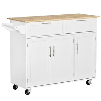 HOMCOM Isla de cocina 121x46x91 cm blanco