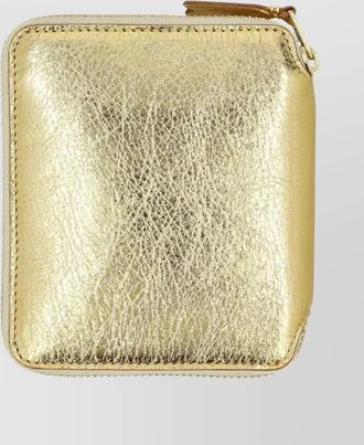 Comme Des Garçons zipper compact wallet with gold finish