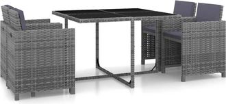 vidaXL Vidaxl - Set De Comedor De Jard&iacute;n 5 Pzas Y Cojines Rat&aacute;n Sint&eacute;tico Gris