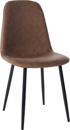 Clp Silla con patas de metal y asiento en Simil cuero vintage Marrón