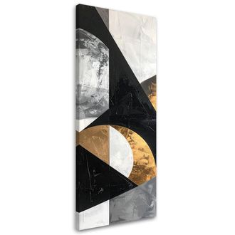Feeby Cuadro En Lienzo, Abstracci&oacute;n Textura Figuras Geom&eacute;tricas Negro, 40x120
