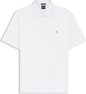 BOSS Mercerized-cotton polo shirt with Double B monogram