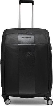 Piquadro Middelgrote Uitbreidbare Koffer met 4 Wielen - Heren - Grote koffers - Zwart - ONE Size - Polyester - Koffers