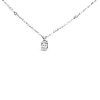 House of Brilliance Sterling Silver 5/8 Cttw Lab Grown Diamond Oval Halo Pendant Necklace at Nordstrom