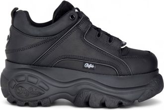 Buffalo Buffalo Womens Black Leather Chunky Platform Fashion Trainers - 1339-14-2.0