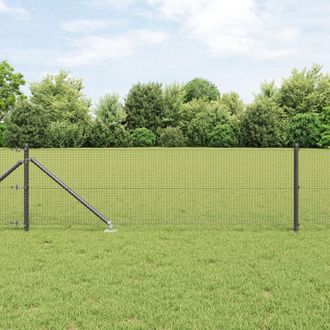 Berkfield Home Welded Wire Fence with 13 Spike Posts Grey 0.6x50 m Steel