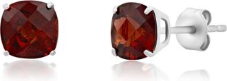MAX + STONE 14k White Gold 6MM Cushion Cut Gemstone Stud Earrings