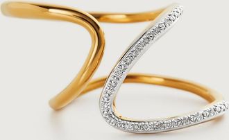 Monica Vinader Gold Riva Diamond Open Wrap Ring Diamond
