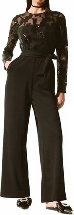 Joseph Ribkoff Sequin Bodice Jumpsuit In Black
