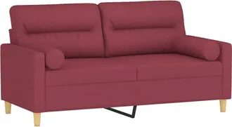 vidaXL Sof&aacute; De 2 Plazas Con Cojines Tela Rojo Tinto 140 Cm Vidaxl