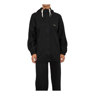 Guess Winter Jackets, female, Black, Size: XS Felpe Manica Lunga Nero