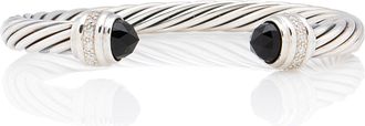 David Yurman Sterling Silver Onyx Diamond Cable Classics 7mm Cuff