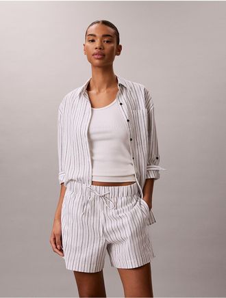 Calvin Klein Jeans Calvin Klein Womens Linen Cotton Pull-On Shorts - Blue - XL