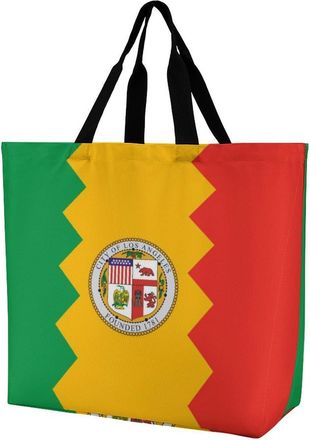 Generic Flag of Los Angeles Tote Bag Reusable Grocery Shopping Bags Large Travel One Shoulder Handbag for Picnic Work