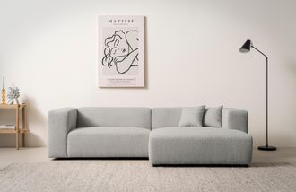 HOME AFFAIRE Ecksofa »BAKELS, L-Form in Cord oder Boucle-Stoff, moderne Couch« wahlweise Recamiere rechts/links, bequemer Sitzkomfort