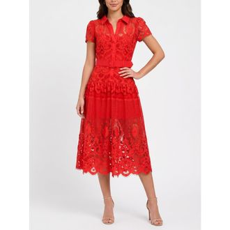 Rachel Roy Jolene Collared Lace Midi Dress at Nordstrom, Size 12