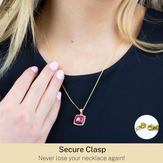 MAX + STONE 18k Gold Over Sterling Silver 5 Ct. 10x10mm Cushion Cut Gemstone Necklace