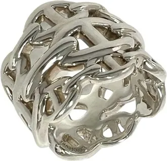Herm&egrave;s Silver Silver 925 Band Ring (Pre-Owned)
