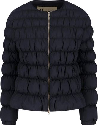 Herno Tailored Black Jacket With High Collar And Smooth Texture
