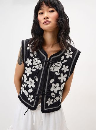 Twik Womens Floral pattern quilted vest