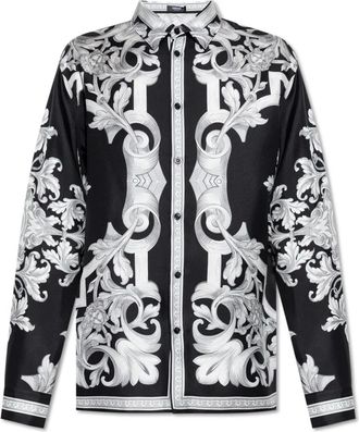Versace Overhemden, Heren, Zwart, 2Xl, Zijden overhemd