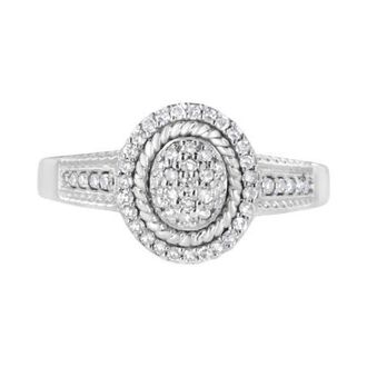House of Brilliance Silver 1/3 Cttw Pave Set Round-Cut Diamond Braided Halo Cocktail Ring in White at Nordstrom, Size 8
