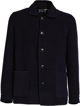 Fedeli Soft Wool Overshirt With Classic Collar And Button Closure