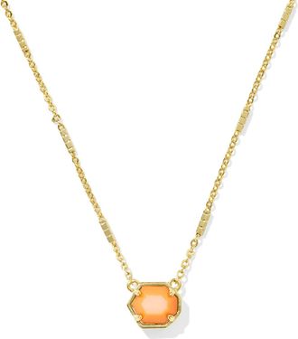Kendra Scott Womens Mabel Necklace In Gold Orange Mother Of Pearl