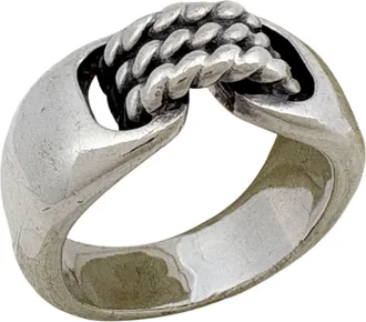 Herm&egrave;s Silver Metal Band Ring (Pre-Owned)