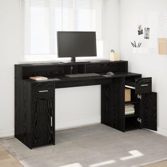 Berkfield Home Desk Black Oak 160x55x91 cm Engineered Wood | Size: 160 x 55 x 91 cm