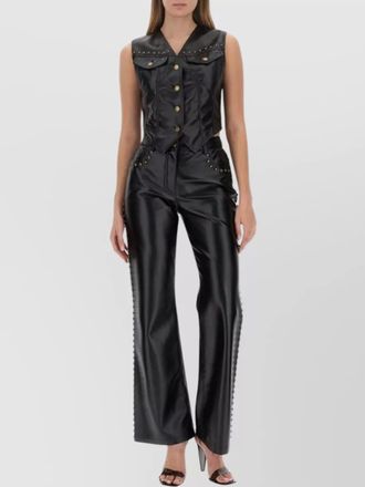 Moschino cropped faux leather vest with studded v-neck